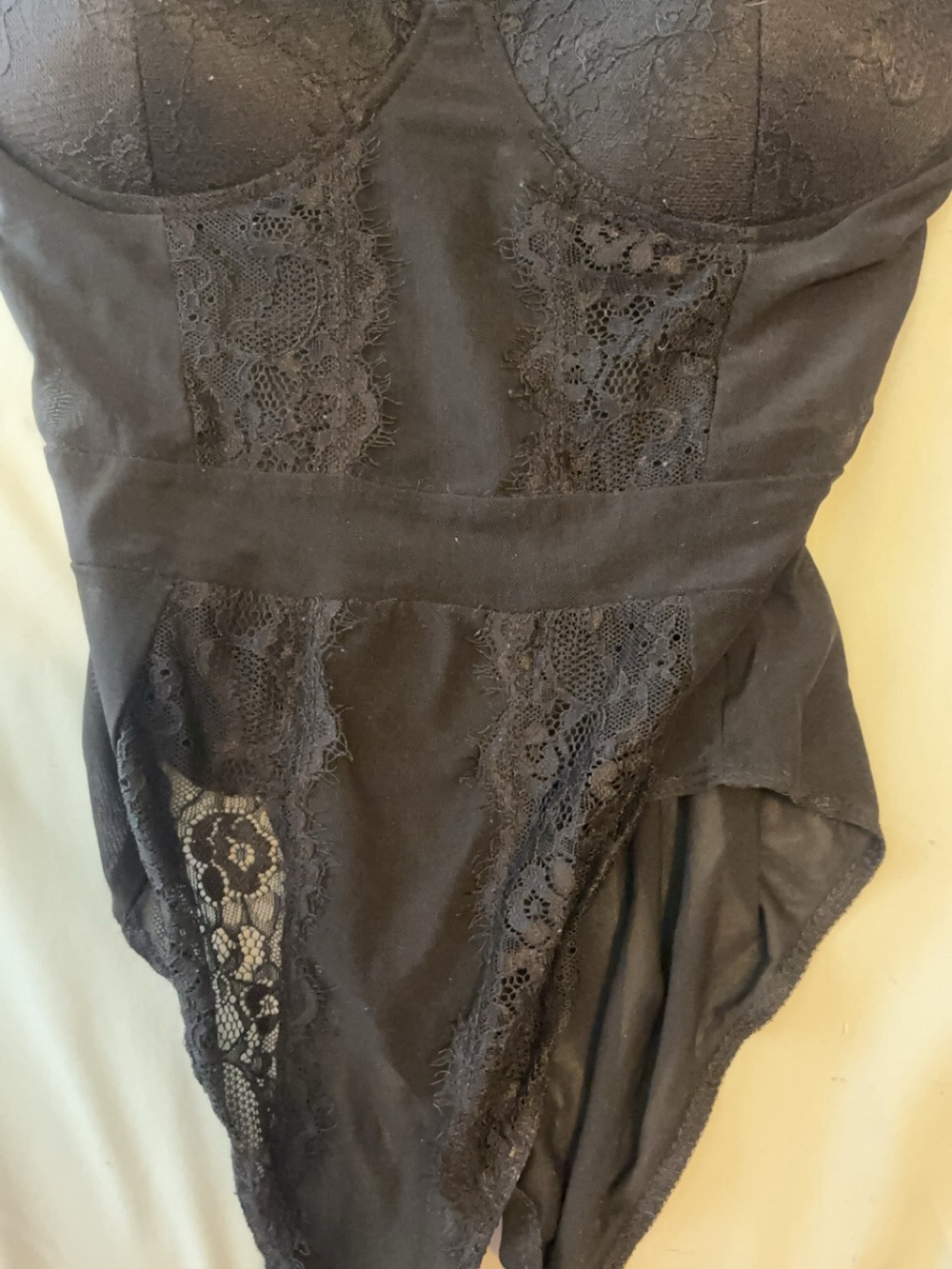 Black Lace Trim Bodysuit
